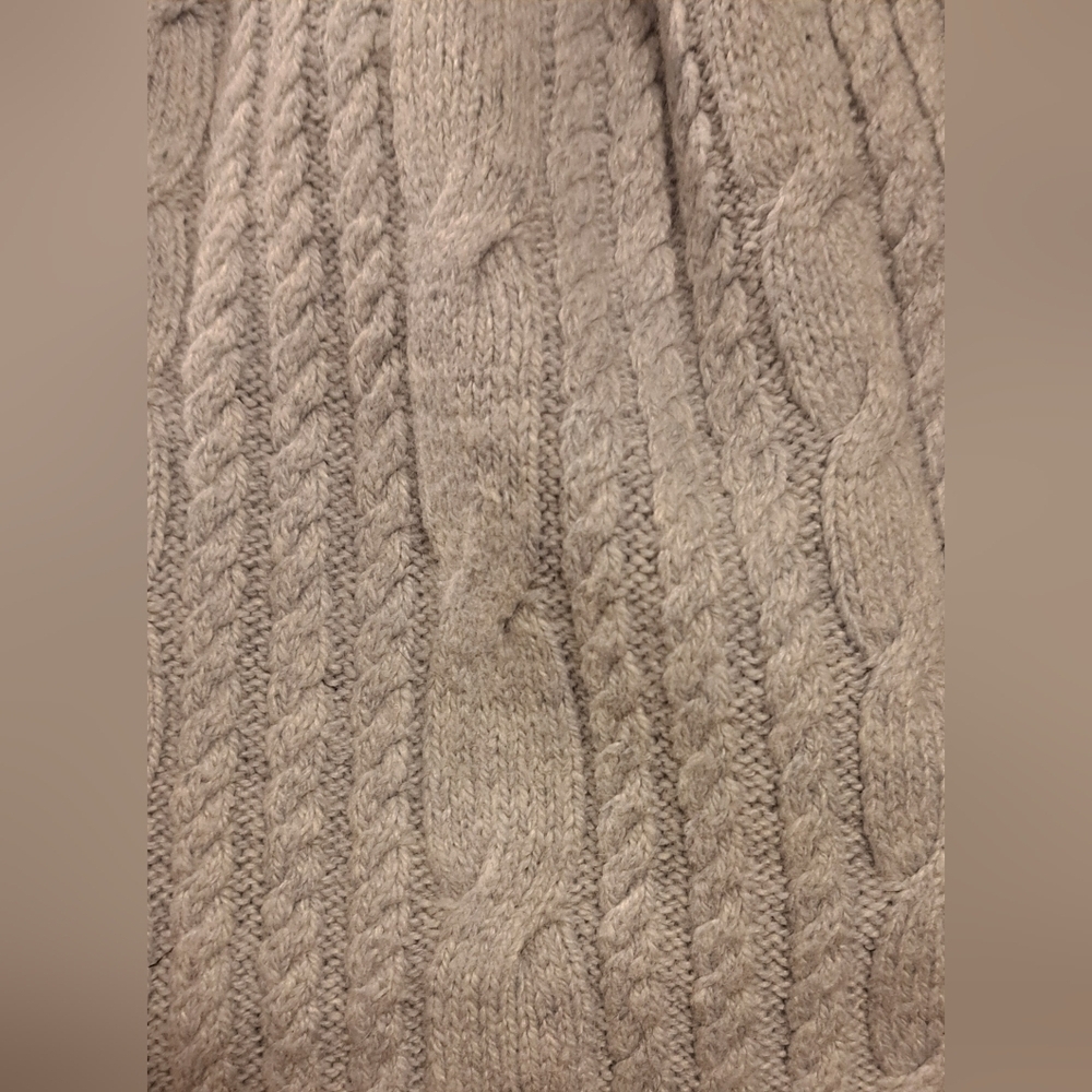 EUC Y2K Tommy Hilfiger Grey Alpaca Knit Neutral Casual Boho Prep Scarf Wrap - Picture 3 of 7